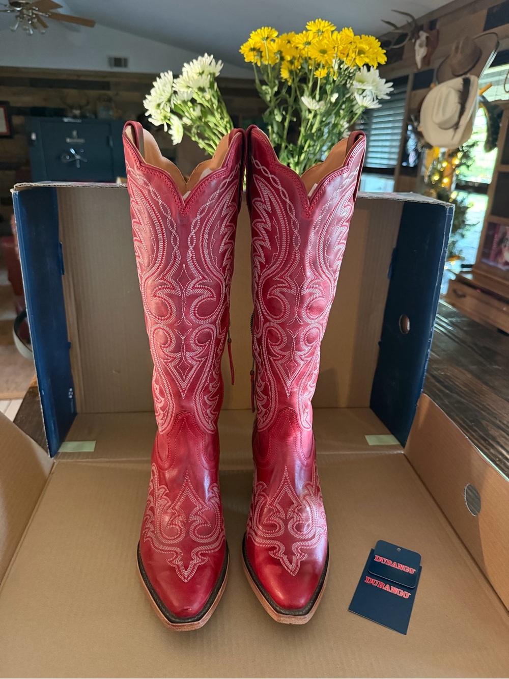 Durango Women's Red Embroidered Tall Western Boots